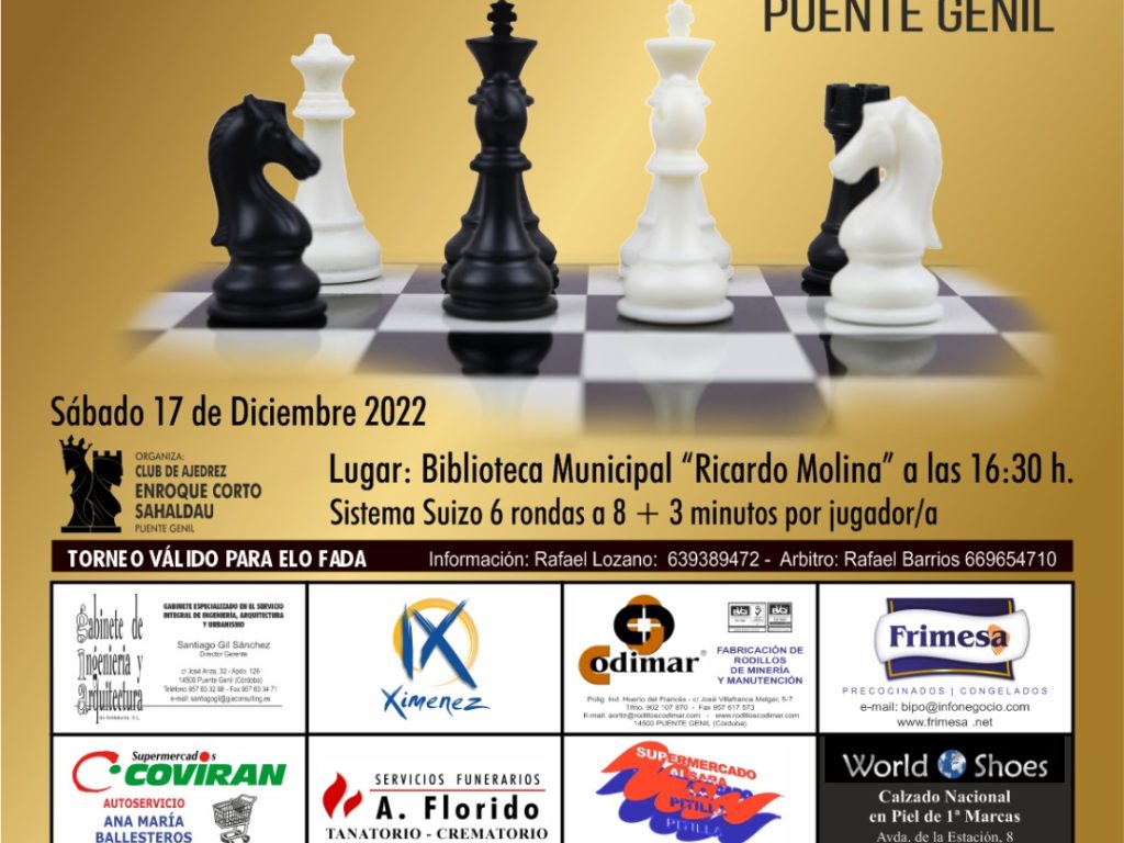 Torneo de Ajedrez de Navidad de Puente Genil 2022 (cartel)