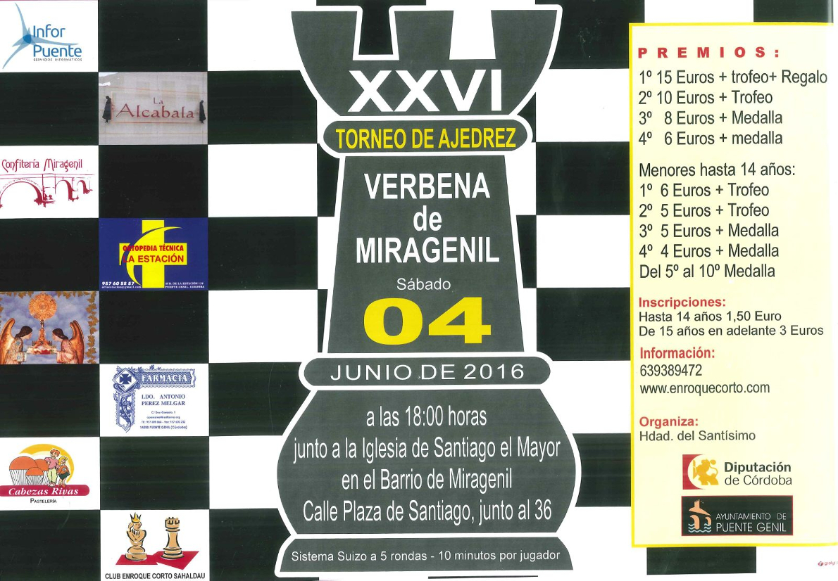 Torneo Ajedrez Verbena Miragenil Puente Genil 2016
