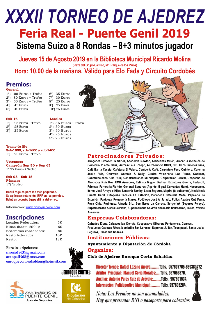 Torneo Ajedrez Feria Puente Genil 2019